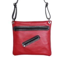 Sac à épaule en cuir BREHAT rouge
