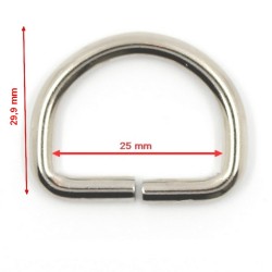 Anneau demi-rond non soudé 25 mm - n°0809